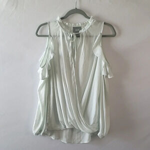 Anthropologie Maeve Mint Green Ruffle Liesel Open Shoulder Blouse S